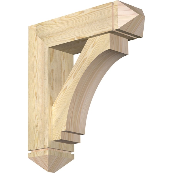Ekena Millwork Imperial Arts and Crafts Rough Sawn Bracket w/ Offset Brace, Douglas Fir, 8"W x 28"D x 32"H BKT0806X28X32IMP03RDF - main